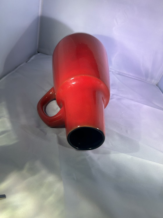 Image 1 of Cracked large vase red 407-35 W-Germany