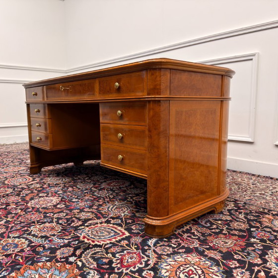 Antique Classic Italian Desk with Back Panel – Wood, Brass (photo 7 of 20)