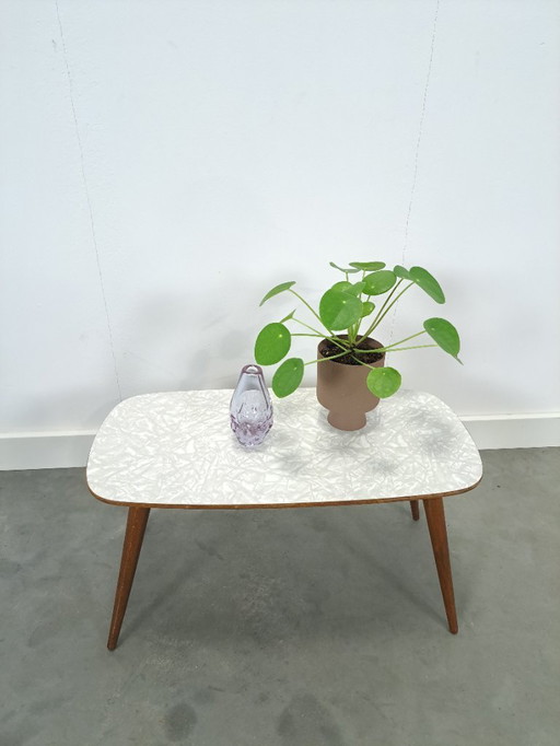 Table d'appoint large avec plateau en Formica blanc-gris, n° 28