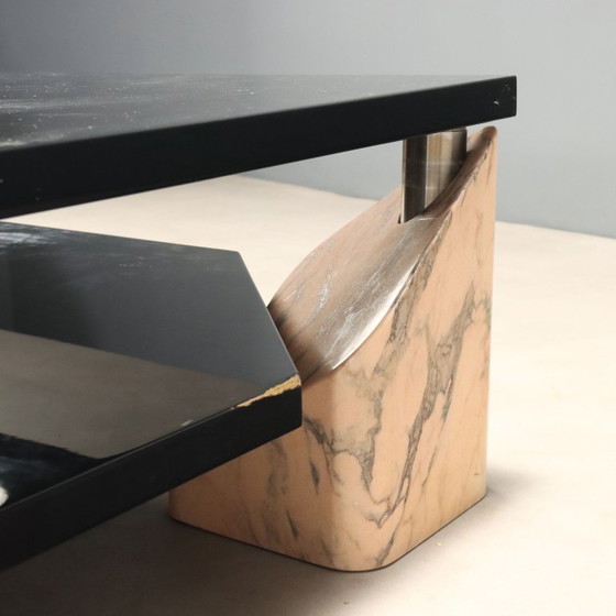 Vintage 1970s Coffee Table with Marble Bases – Side tables, Wood (photo 7 of 12)