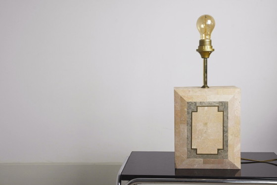 Image 1 of Vintage Marble Table Lamp Italian Art Deco Stone Lamp Geometric Marble Lighting Mid Century Modern Accent Lamp