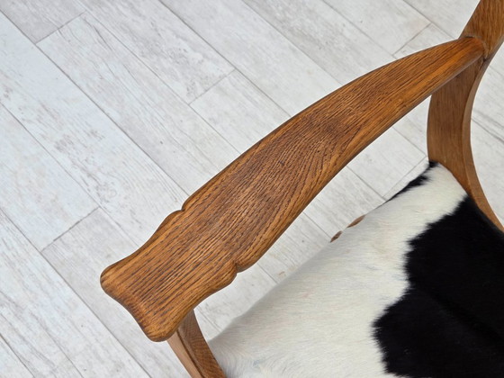 Image 1 of Poltrona danese degli anni '60, completamente rivestita, pelle di mucca, rovere.