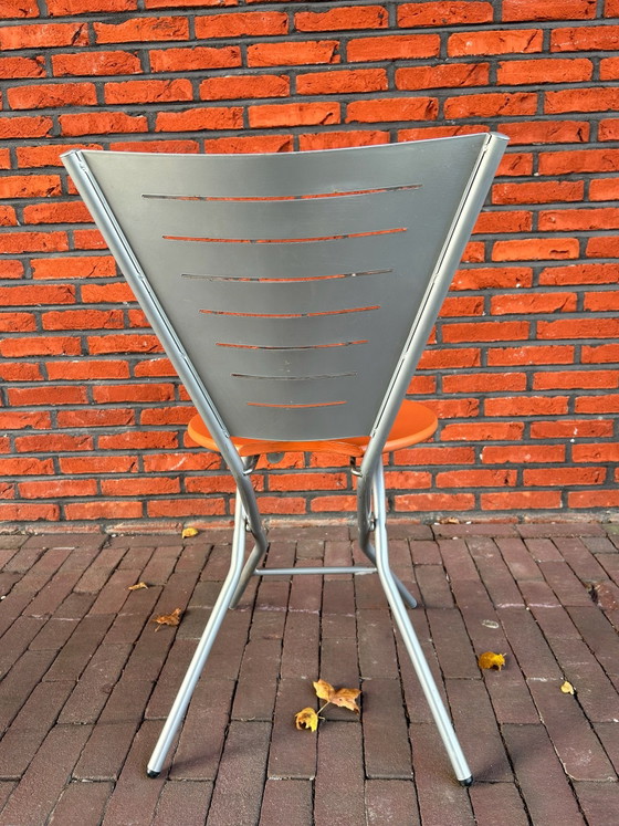 Quattro sedie pieghevoli vintage postmoderne disegnate da Rutger Andersson, Metallo, Legno, Verde (foto 10 di 15)