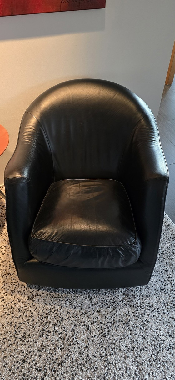 Image 1 of 2x Gerard Van Den Berg Sedeo Chaise en cuir noir Fauteuil design