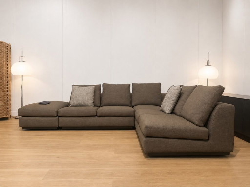 Wie neu Minotti Andersen Ecksofa Taupe + Ottomane