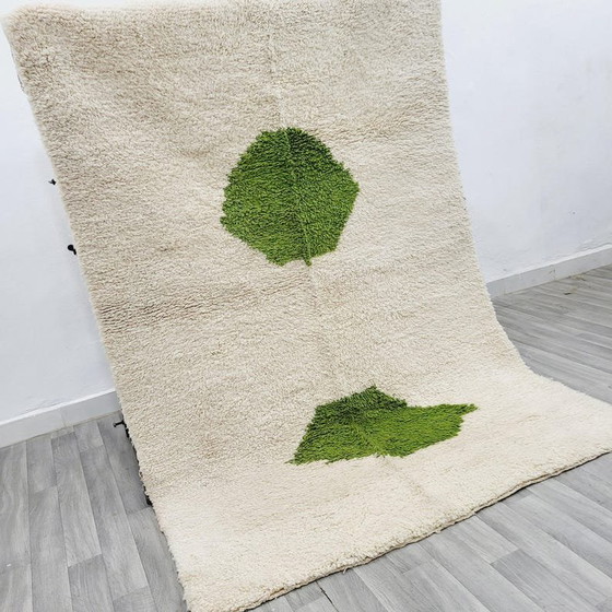 Tapis en Laine Beni Ouaraine Blanc et Vert Taille 1,4/2,6 M – Ahrend, Wool (photo 6 of 7)