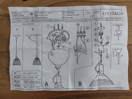 Image 1 of Set di due lampade a sospensione in vetro Lucitalia Stresa