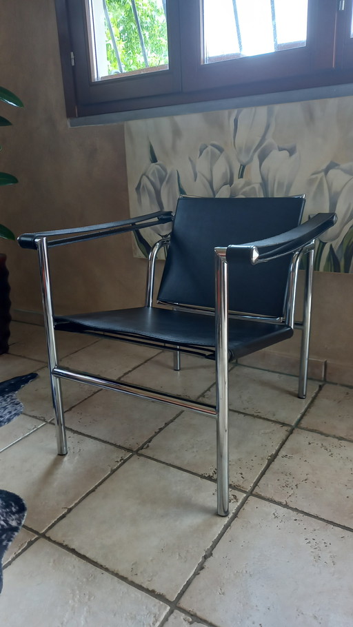 LC1 in Cuoio Nero Vintage Italia Anni '80