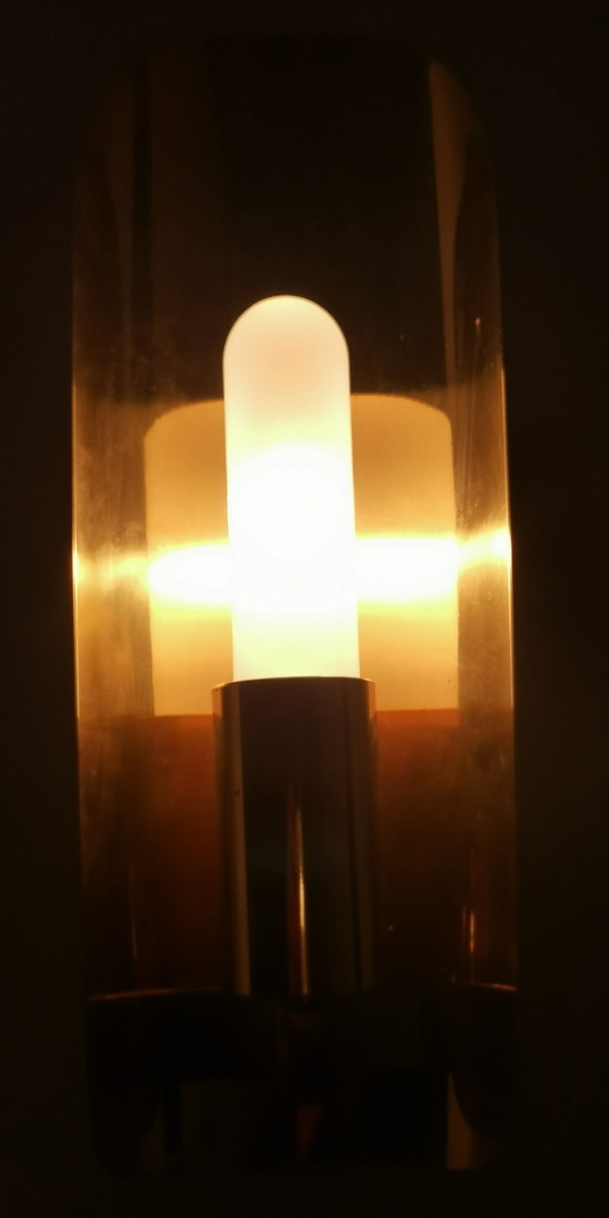 Image 1 of Set di lampade da parete in stile Hollywood Regency, metà secolo, anni '70, ottone dorato