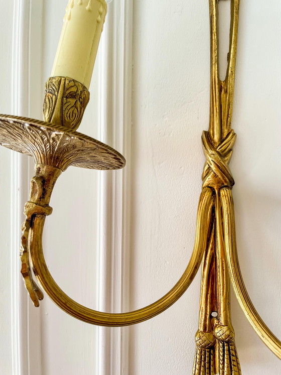 Applique da Parete Vintage Impero Francese in Ottone, 2 Luci, Neoclassico, Anni '50 – Brass (photo 4 of 5)