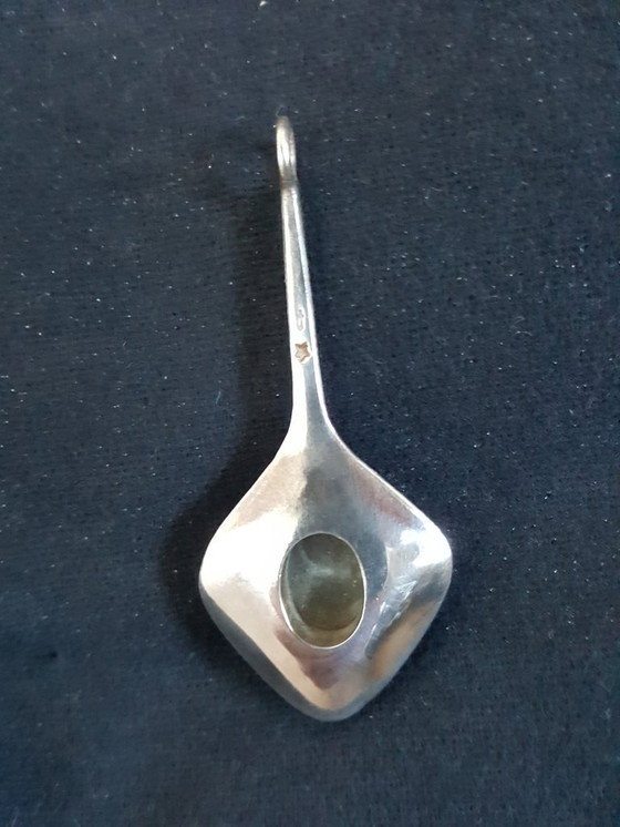 Image 1 of Sieraad, hanger, zilver, grijsgroene agaat, jaren '60