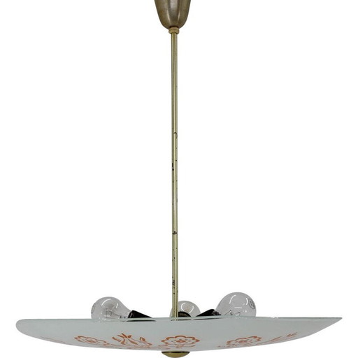 Vintage hanglamp van metaal en gekleurd glas, Tsjecho-Slowakije 1960