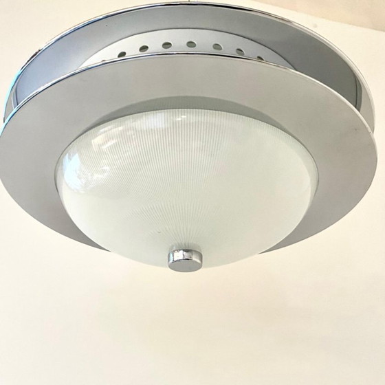 Image 1 of 1x Lámpara colgante de diseño espacial en vidrio y metal, Italia, década de 1960