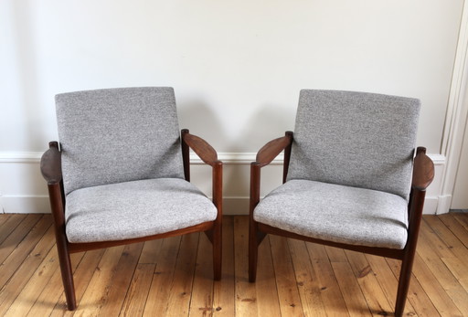 Paar Scandinavische Teakhouten fauteuils 1960