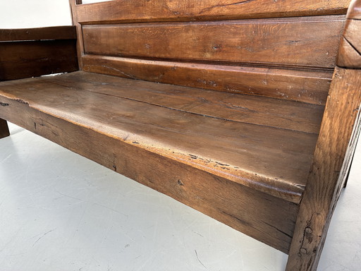 Antique Spanish Chestnut "Siesta" Bench, 19th Century