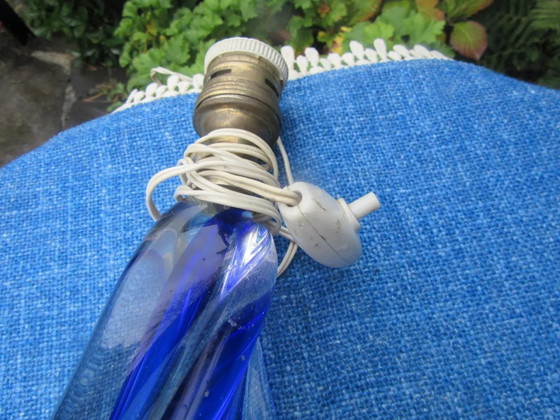 Image 1 of Base de lámpara pequeña Val St Lambert VSL de cristal azul modernista
