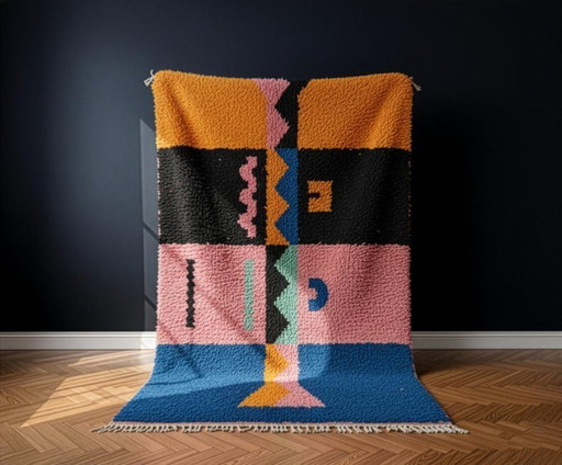 Kleurrijk handgemaakt Marokkaans tapijt 250 cm x 150 cm