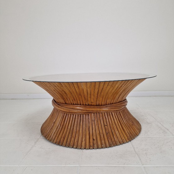 Image 1 of Sheaf of Wheat Bamboo Coffee Table by McGuire, USA, circa 1970