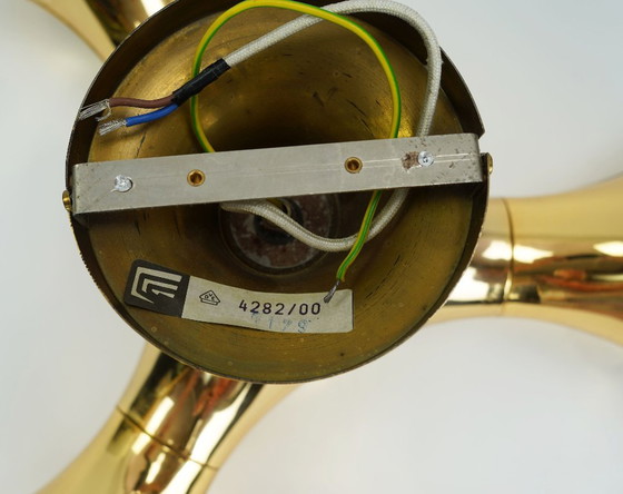 Cosack Gemini Space Age plafondlamp - goudkleurig plastic - Sputnik plafondlamp - jaren 70. – Plafondlampen (photo 20 of 20)