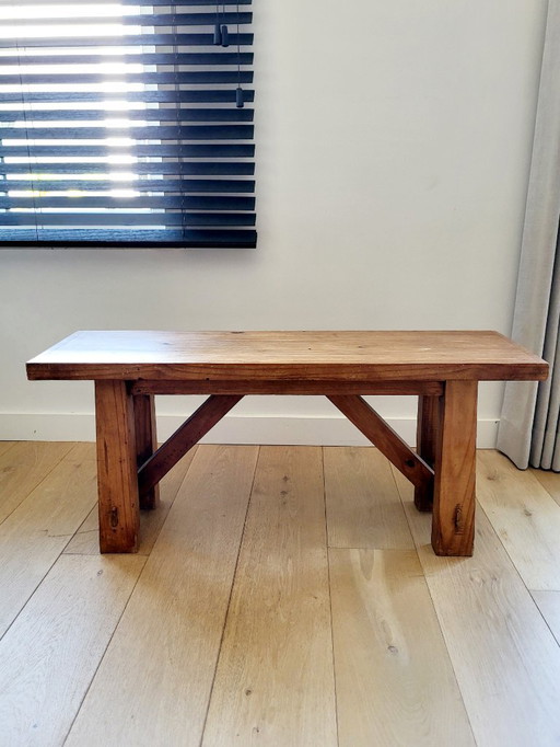 Banc vintage en bois, fait à la main, style campagnard