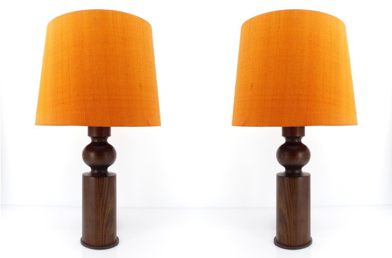 Image 1 of Paire de Lampes de Table Scandinaves en Pin par Uno Kristiansson pour Luxus, Suède, Circa 1965