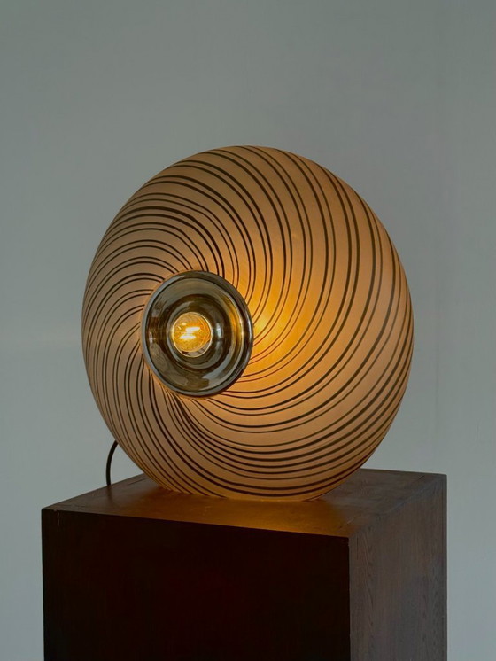 Image 1 of Italian vintage glass table lamp in shades of gray with swirl pattern