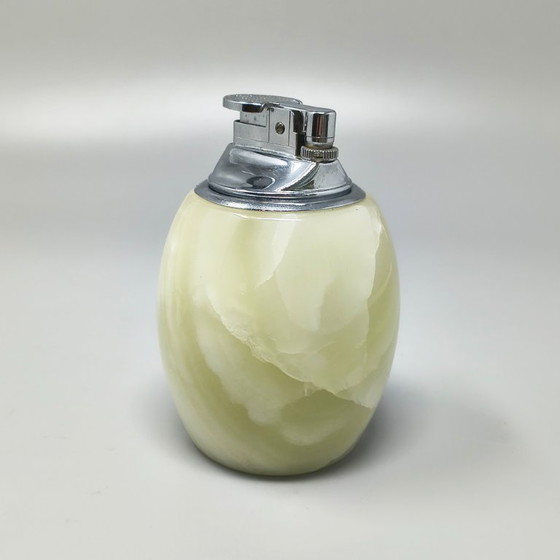 1960s Mid-Century Modern Italian Onyx Smoking Set With Table Lighter & Ashtray – Decorative Objects, Stone (photo 6 of 9)