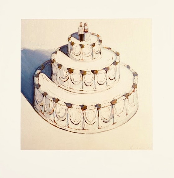 Image 1 of Wayne Thiebaud: "Wedding Cake, 1962". Litografia offset, in ottime condizioni.