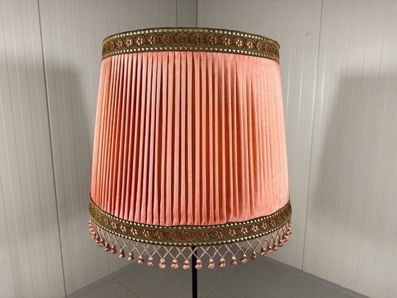 Image 1 of Austrian brass floor lamp with pleated lampshade 1940-50s