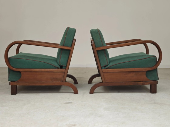 Pair of Art Deco green armchairs by Jindrich Halabala, Prague 1930 – Wood (photo 9 of 24)