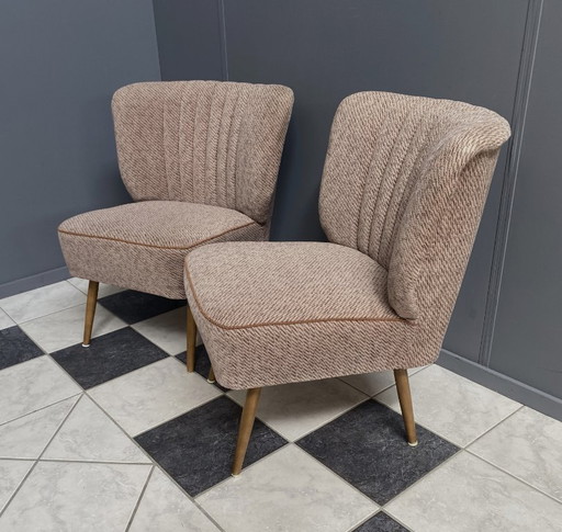 set van 2 bruine cocktailstoelen uit de jaren 60