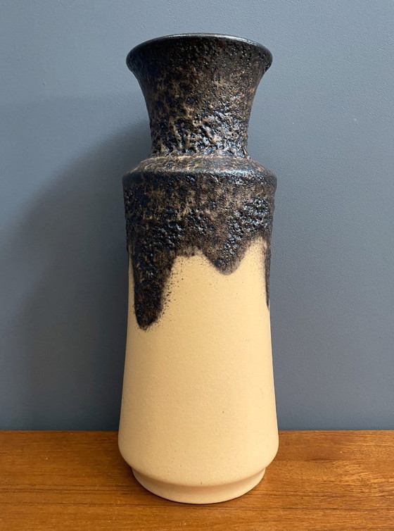 Image 1 of U-Keramikvase (Überlacker) Modell 1452-40, gelb und schwarz WGP 1960er Jahre