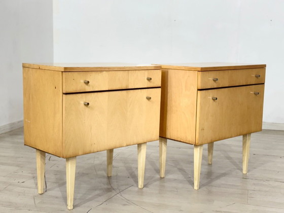Image 1 of 2x comodini Mid-Century, comodini, tavolini laterali, vintage