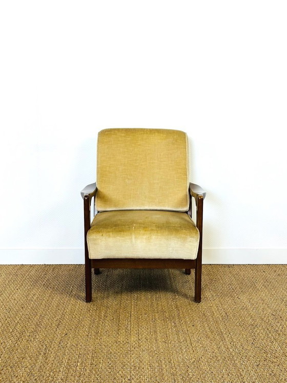 Image 1 of Schlafsofa und skandinavischer Samtsessel, 1960, 2er-Set