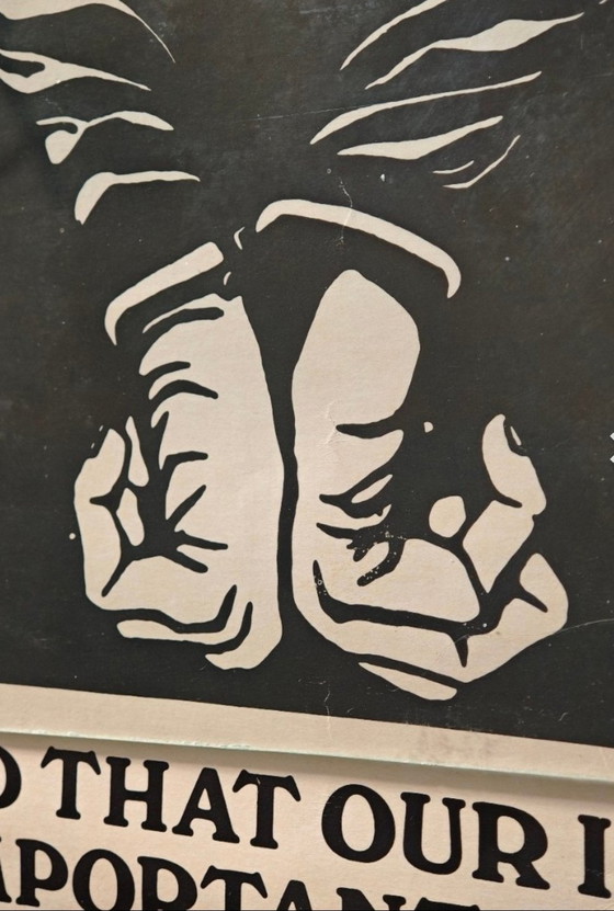 Image 1 of Poster van een geboeide indiaan, gemaakt door B. Carter in 1973.