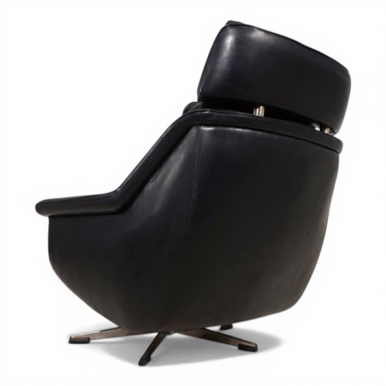 Image 1 of Poltrona lounge ESA 802 in pelle nera di Werner Langenfeld, 1970