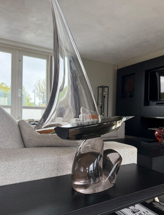 Large unique glass sailboat – presumably Murano glass – 78 cm high – Glass art (photo 6 of 6)