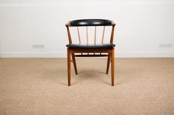 Image 1 of Poltrona danese in teak e skai disegnata da Helge Sibast per Sibast nel 1955.