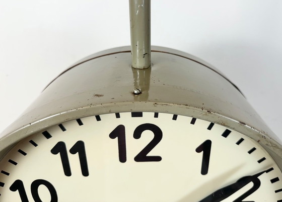 Image 1 of Large Industrial Double Sided Railway or Factory Clock from Pragotron, 1960s