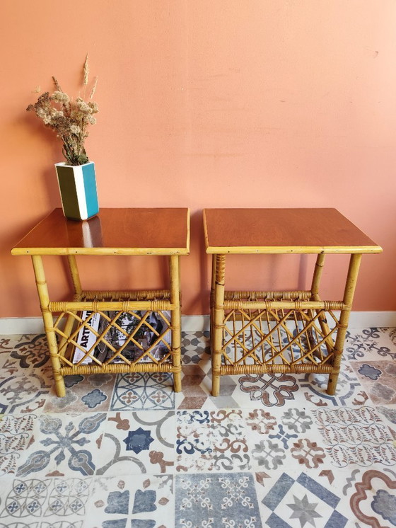 Image 1 of Chevets Vintage en Rotin