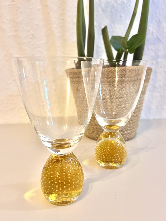 Image 1 of Vintage Italy Murano Wein Gläser 60er mit Blasendekor