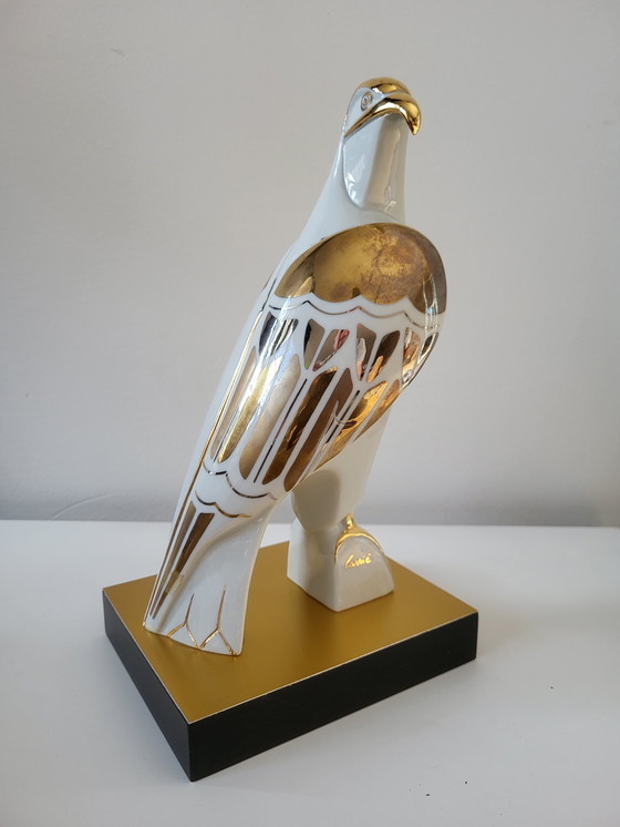 Image 1 of Vintage Statue Porcelain Eagle, Carpiè, Italy, 1970s