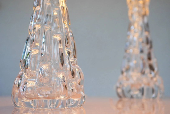 Image 1 of Carl Fagerlund Crystal Glass Table Lamps. Orrefors, Sweden