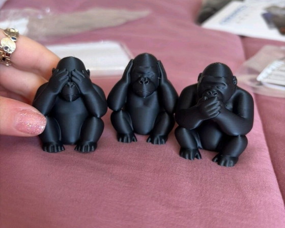 Image 1 of Set 3 statuette simmie in resina 