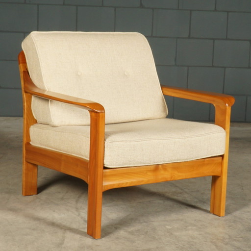 Vintage Deense Fauteuil – Notenhout – Jaren 60