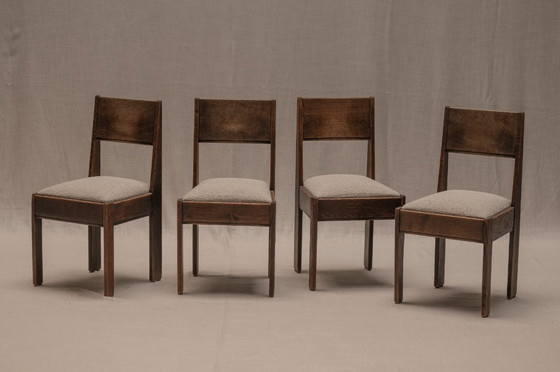 Image 1 of Früher Satz minimalistischer Esszimmerstühle, Haagse Schule