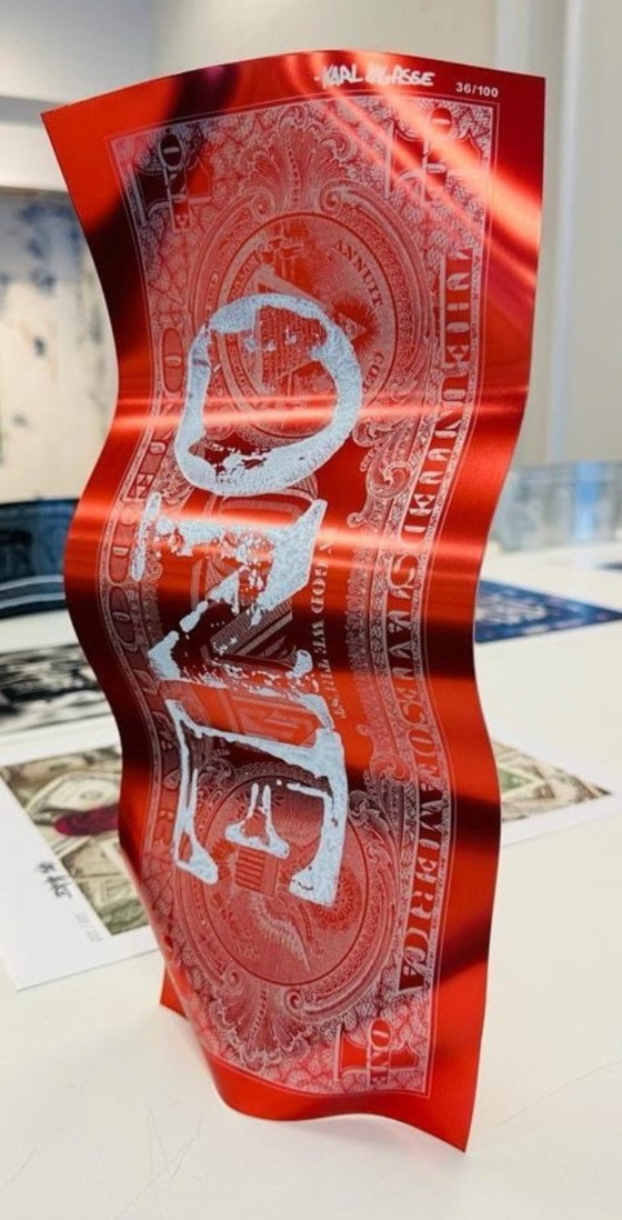 Image 1 of Karl Lagasse - One Dollar Rosso Bianco - Sculpture Aluminium