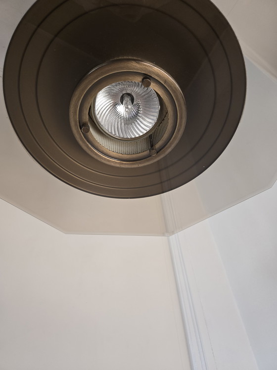 Image 1 of vintage steinhauer adjustable ceiling lamp octagon smoked glass