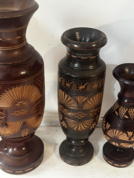 Set di 5 vasi/portacandele in legno vintage di metà secolo – Artisanat mid-century, Oggetti decorativi, Wood (photo 3 of 15)