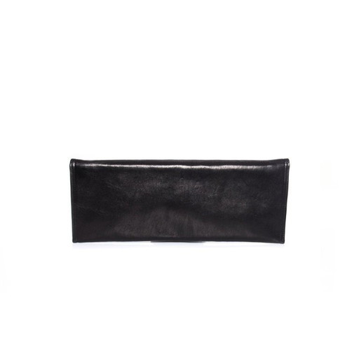 Maison Du Posh, pochette in pelle nera con anello per le nocche.